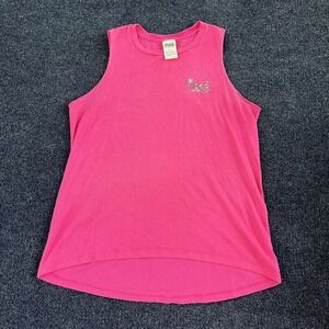 PINK Victoria's Secret Tank Top Womens Small Pink Sequin Logo Sleeveless Shirt